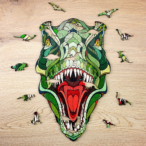 PUZZLE MADERA EWA T-REX TALLA M 129 PZAS - Imagen 2