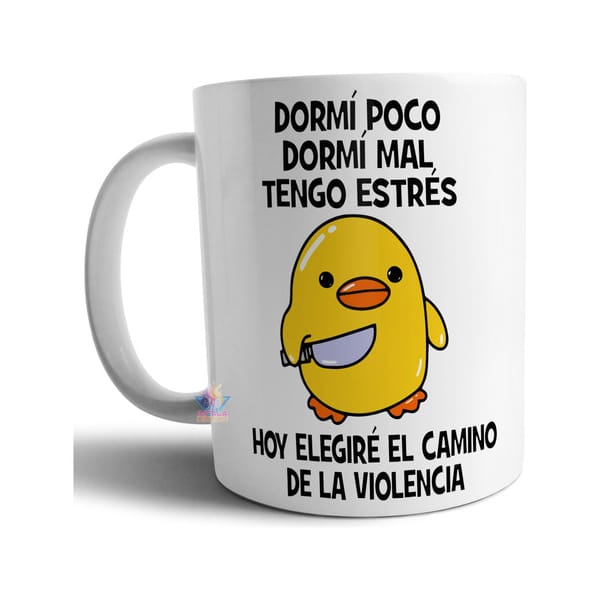 Taza Pollito Cuchillo Pollo Violencia Estres Dormir Trabajo Estresado - Imagen 3
