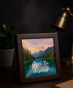 Azulejo de Cerámica Personalizado con Marco de Madera | Tu Diseño Impreso