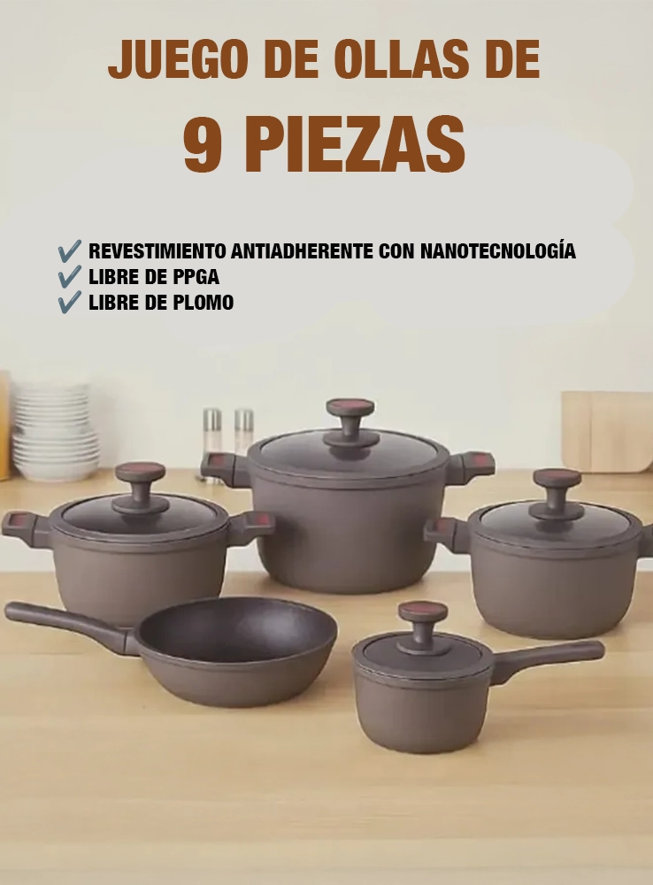 Batería de Cocina Marmolizada Antiadherente 9 Piezas - Imagen 3