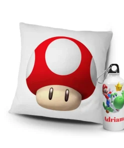 Botella+ Almohada personalizada con tu diseño Mario bros