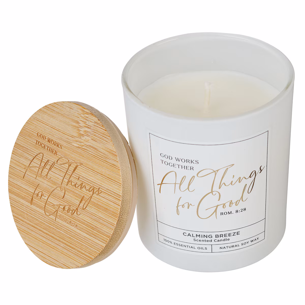 Vela/Candela Aromática de Brisa Calmante en Frasco de Vidrio de Color Blanca – All Things For Grod Rom 8:28