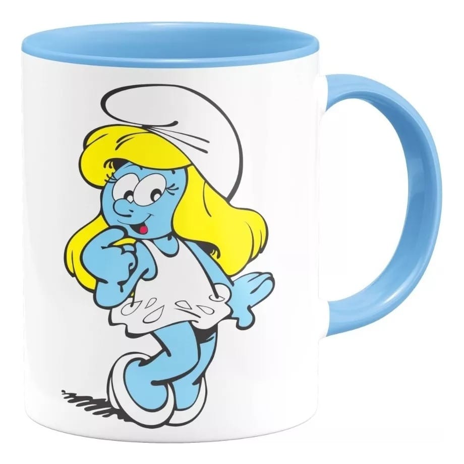 Taza Interior De Color Pitufina Pitufos Smurfs Retro - Imagen 3