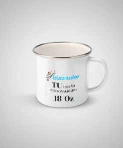 Taza de Enamel Borde color silver fina  de 18 oz │ Promoción