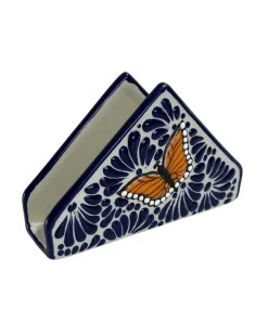 Servilletero Fondo Blanco Con Azul Mik Mariposas