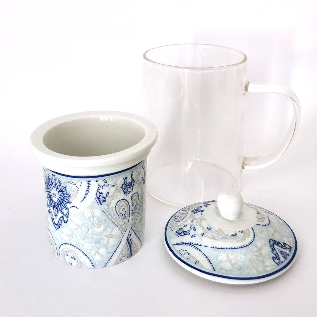 Taza de cristal para té con filtro y tapa – Tisanera - Imagen 3
