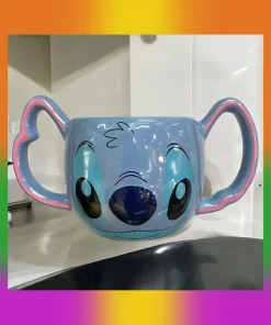 Taza con cara y forma de Stitch – Taza 3D de cerámica (350 ml)