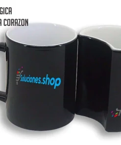 Set de 2 tazas mágicas negras con asa corazón personalizable