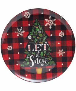 Plato Navideño Let It Snow Rojo Y Negro JOY 27,94 Cm