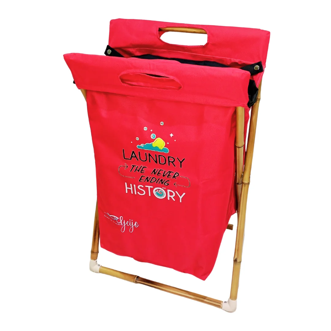 Cesta/Canasto para Ropa de Bambú Estampada - Imagen 5