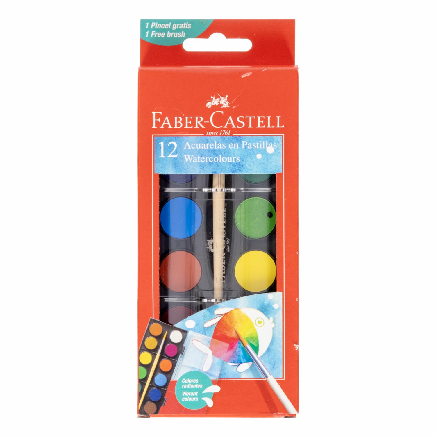 Acuarelas En Patilla Con Pincel Gratis FABER-CASTELL X 12 Colores - Imagen 2